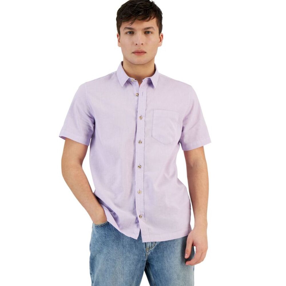 Men's Blake Linen Chambray Short Sleeve Button-Front Shirt